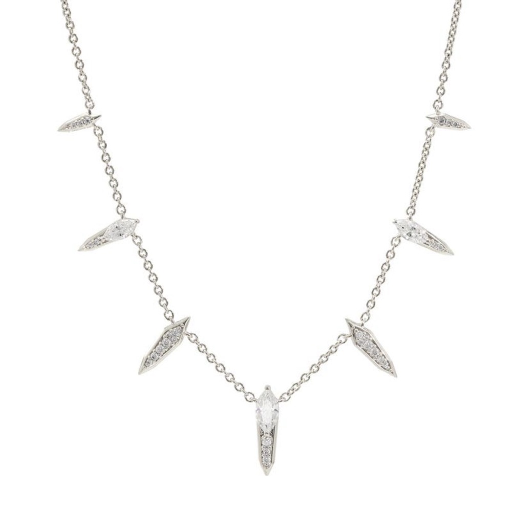 NWT Nadri Silver Cubic Zirconia Spike Necklace